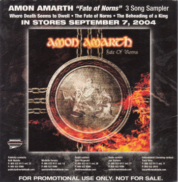 Amon Amarth Fate Of Norns, Metal Blade records usa, CD Promo