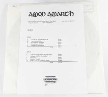 Amon Amarth Twilight Of The Thunder God, Metal Blade records germany, LP Test Pressing