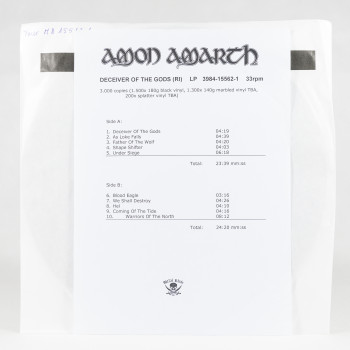 Amon Amarth Deceiver Of The Gods, Metal Blade records europe, LP Test Pressing